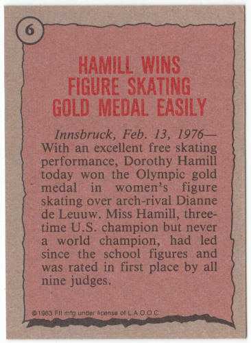 1983 Historys Greatest Olympians #6 Dorothy Hamill