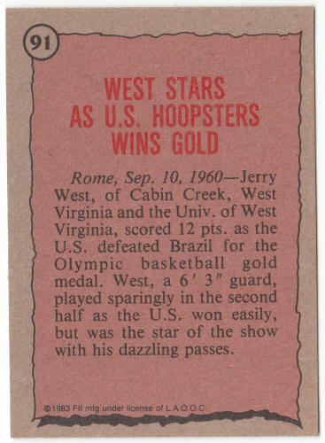 1983 Historys Greatest Olympians #91 Jerry West