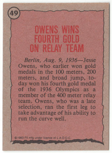 1983 Historys Greatest Olympians #49 Jesse Owens