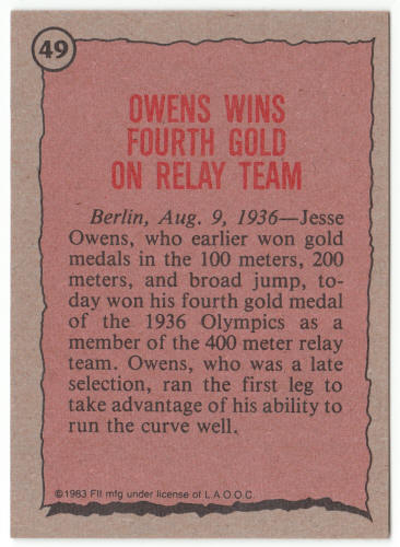 1983 Historys Greatest Olympians #49 Jesse Owens