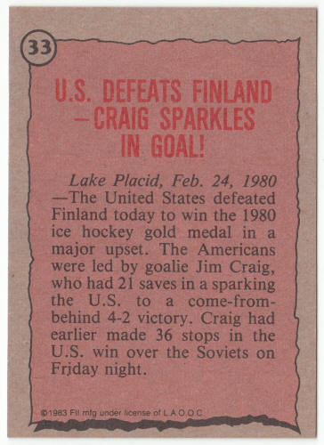 1983 Historys Greatest Olympians #33 Jim Craig