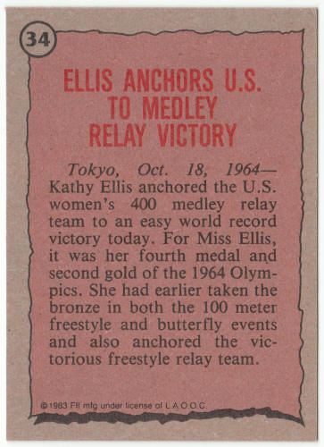 1983 Historys Greatest Olympians #34 Kathy Ellis