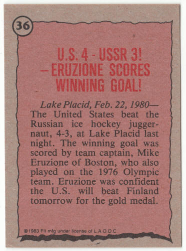 1983 Historys Greatest Olympians #36 Mike Eruzione