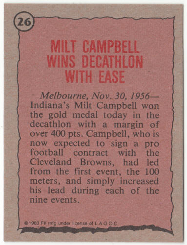 1983 Historys Greatest Olympians #26 Milt Campbell