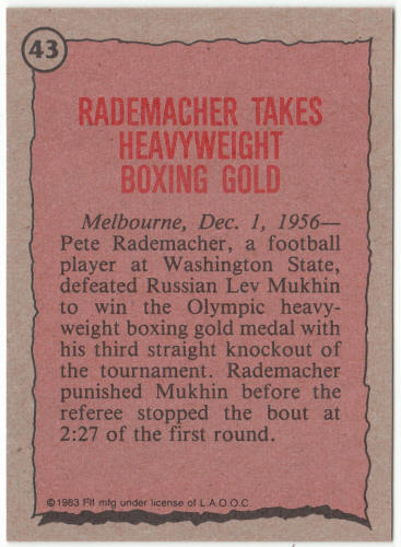 1983 Historys Greatest Olympians #43 Pete Rademacher