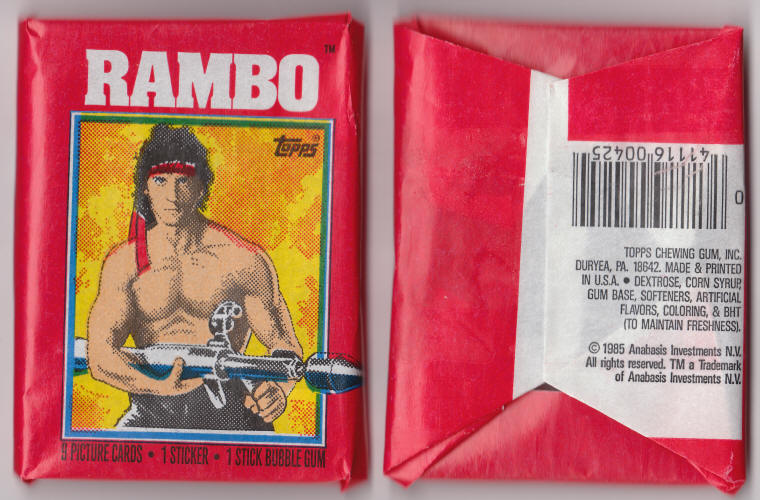 1985 Topps Rambo First Blood Part II Trading Card Wax Pack Wrapper