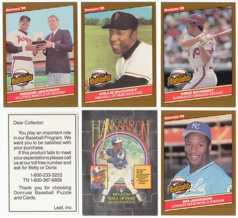 1986 Donruss Highlights Baseball Cards