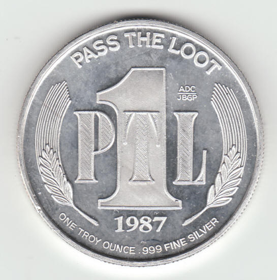 1987 Heritage USA Pass The Loot Silver Proof Reverse