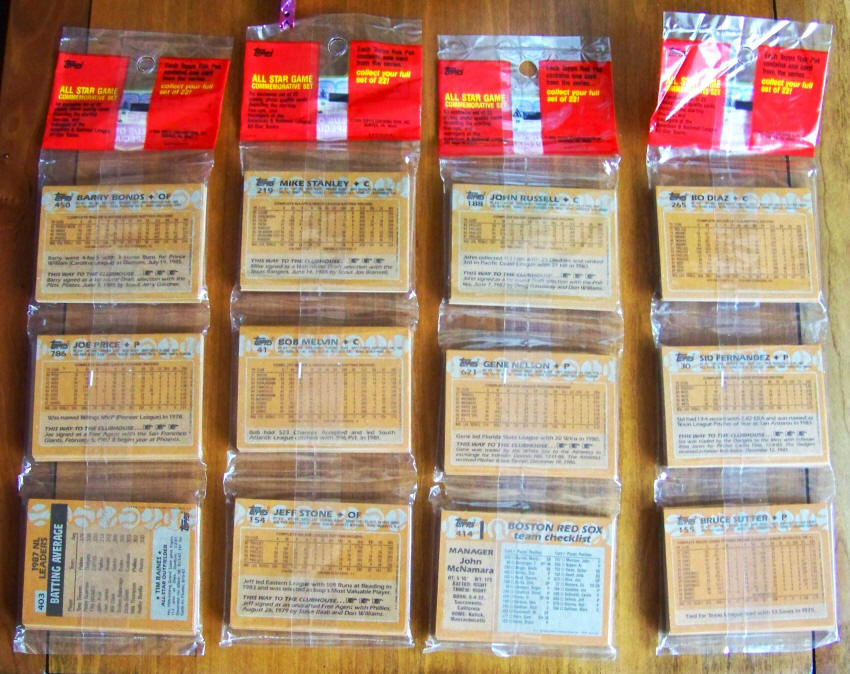 1988 Topps Baseball Card Cello Rack Packs backs