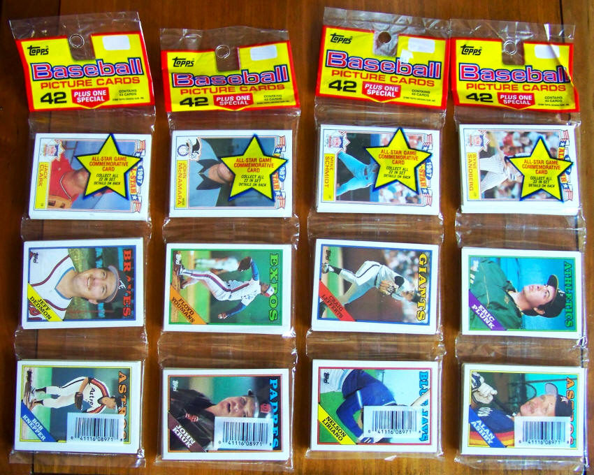 1988 Topps Baseball Card Cello Rack Packs fronts