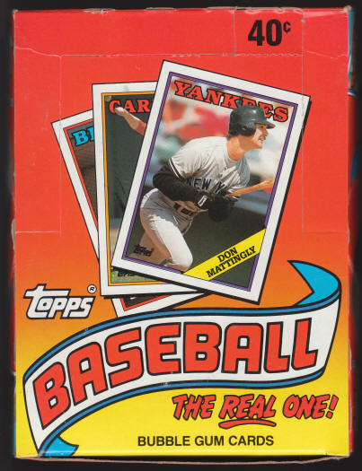 1988 Topps Baseball Cards Unopened Wax Pack Box top