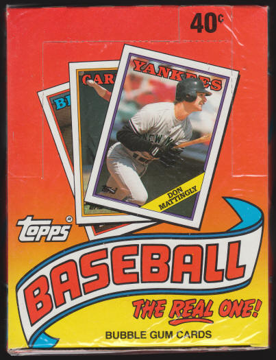 1988 Topps Baseball Cards Factory Sealed Wax Pack Box top