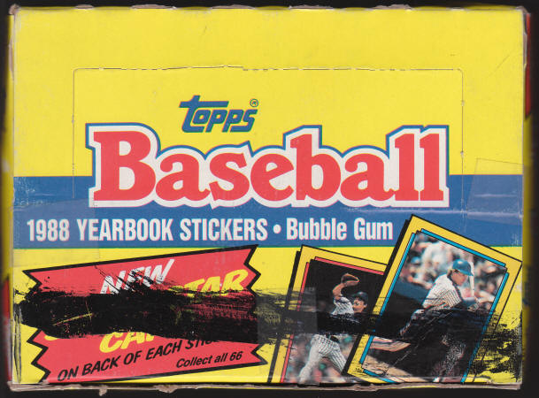 1988 Topps Baseball Yearbook Stickers Superstar Cards Box Lid