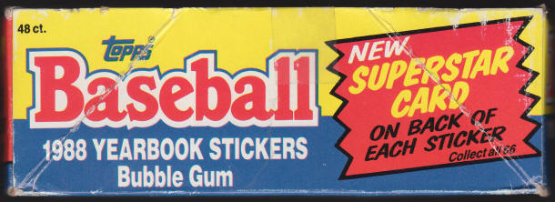 1988 Topps Baseball Yearbook Stickers Superstar Cards Box Side