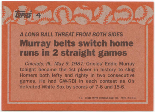 1988 Topps Baseball #4 Eddie Murray RB