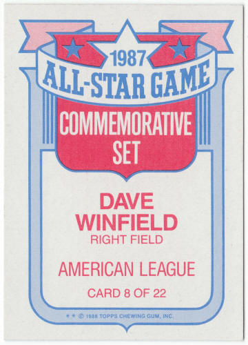 1988 Topps Glossy All Stars #8 Dave Winfield