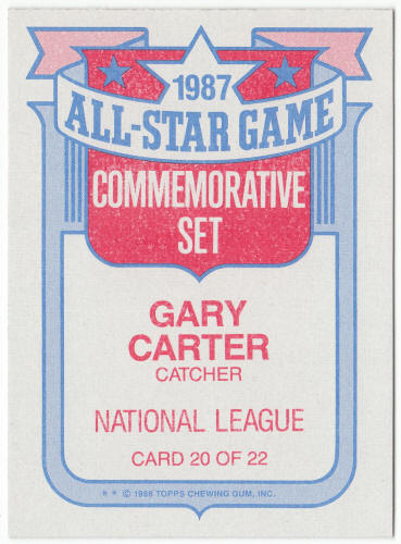 1988 Topps Baseball Glossy All-Stars #20 Gary Carter