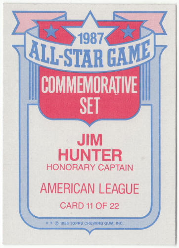 1988 Topps Baseball Glossy All-Stars #11 Jim Catfish Hunter
