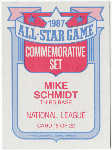 1988 Topps Baseball Glossy All-Stars #15 Mike Schmidt