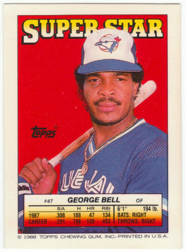 1988 Topps Superstar Card #47 George Bell