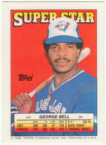 1988 Topps Superstar Card #47 George Bell