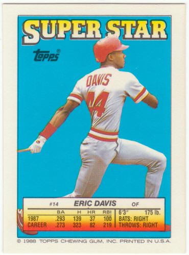 1988 Topps Superstar Card #14 Eric Davis