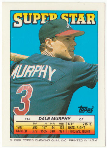 1988 Topps Superstar Card #18 Dale Murphy