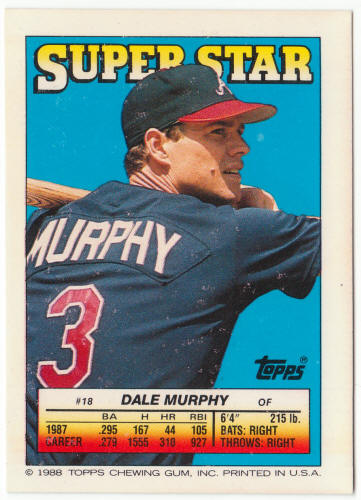 1988 Topps Superstar Card #18 Dale Murphy