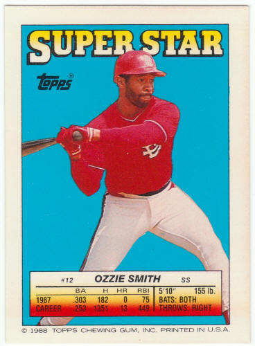 1988 Topps Superstar Card #12 Ozzie Smith