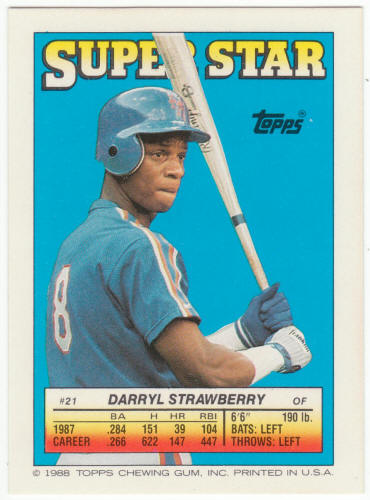 1988 Topps Superstar Card #21 Darryl Strawberry