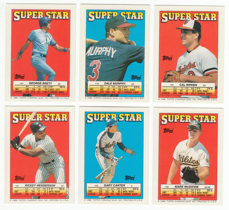 1988 Topps Baseball Superstar Cards