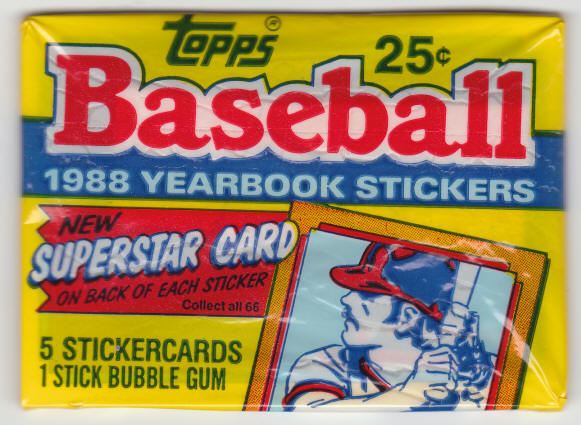 1988 Topps Baseball Yearbook Stickers Superstar Cards Wax Pack