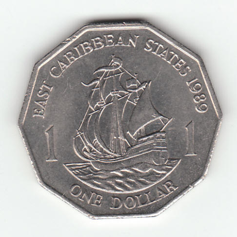 1989 East Caribbean States One Dollar reverse