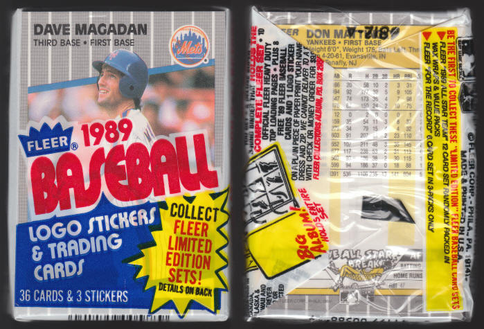 1989 Fleer Baseball Card Cello Packs