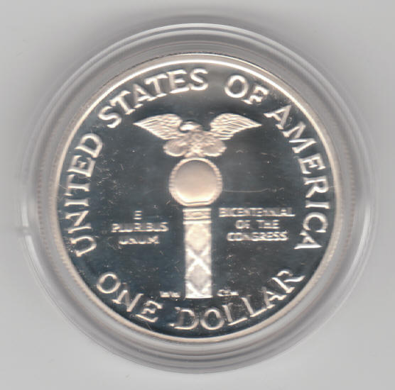 1989-S United States Congressional Coins Proof Dollar reverse