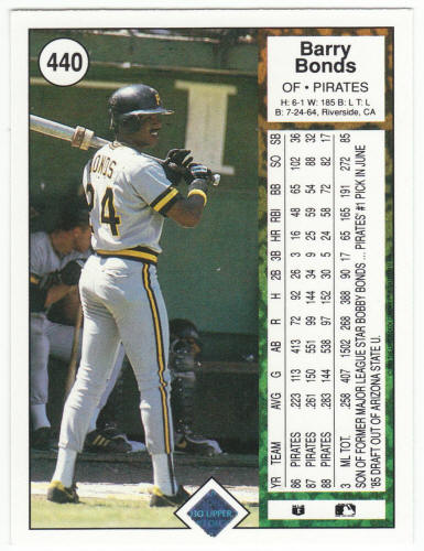 1989 Upper Deck Barry Bonds #440