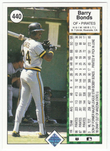 1989 Upper Deck Barry Bonds #440