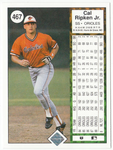 1989 Upper Deck Baseball #467 Cal Ripken Jr