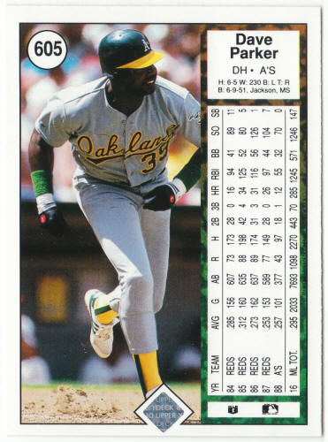 1989 Upper Deck Baseball #605 Dave Parker