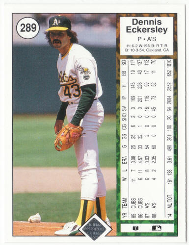 1989 Upper Deck Baseball #289 Dennis Eckersley