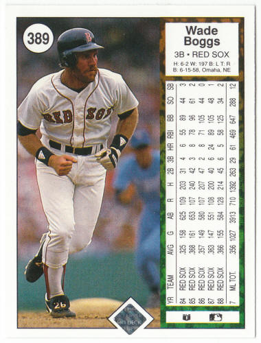 1989 Upper Deck Baseball #389 Wade Boggs