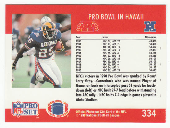 1990 Pro Set Jerry Gray Pro Bowl Error back