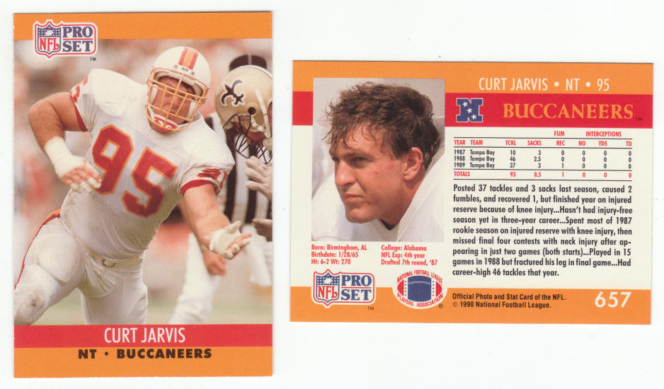 1990 Pro Set Curt Jarvis 657A Error Card