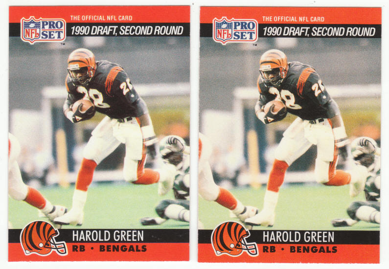1990 Pro Set Harold Green Error Corrected Card front
