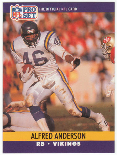 1990 Pro Set Football Alfred Anderson #565 Error Card