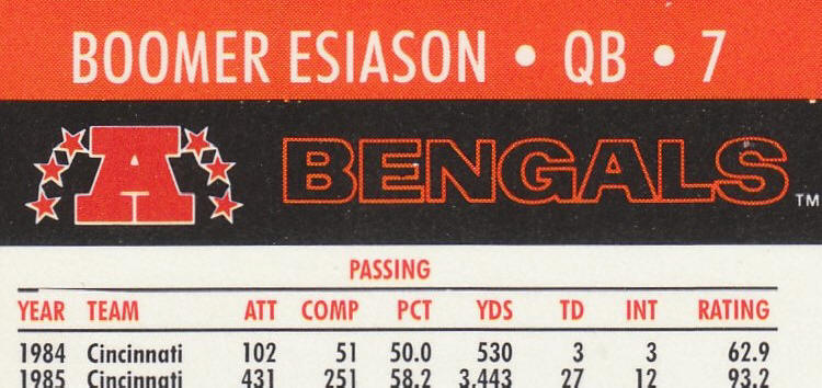1990 Pro Set Footbal #463 Boomer Esiason Error