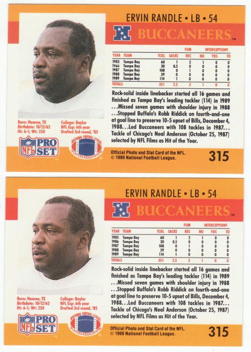 1990 Pro Set Ervin Randle 315 ERR COR