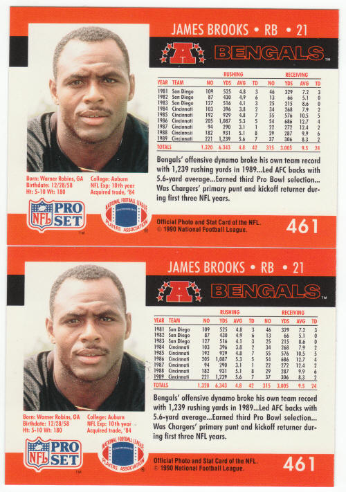 1990 Pro Set James Brooks 461 ERR COR
