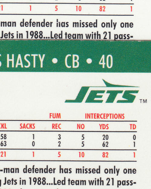1990 Pro Set James Hasty 601 ERR COR
