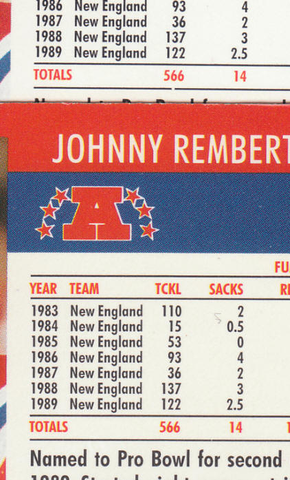1990 Pro Set Johnny Rembert 581 ERR COR